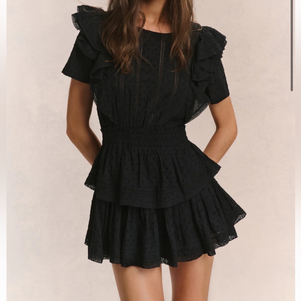 Love Shack Fancy Navy Ruffled mini dress